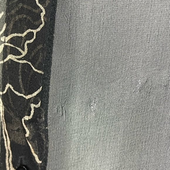 Ice Sheer Black Floral Embroidered Beaded Button-Up Blouse Large - Picture 4 of 10